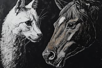 draw realistic digital pet portrait dog, cat, horse