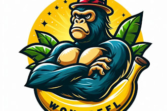 do wonderful banana gorilla mascot logo design service