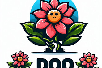 do unique most brand full flower mascot logo design service