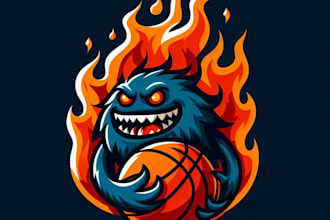 do modern style fireball monster mascot logo design service