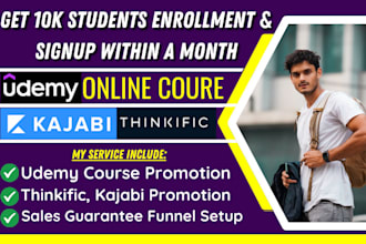 do udemy online course promotion, health thinkific squarespace course marketing