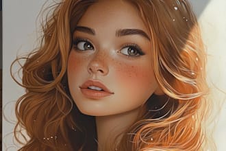 draw unique semi realism disney cartoon for your project
