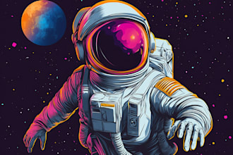 draw an astronauts illustrations for t shirt design