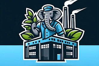 do a modern and striking uniform factory with an elephant mascot logo design