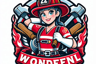 do make wonderful fire fighter girls mascot logo design service