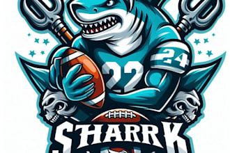 do most style shark football mascot logo design service