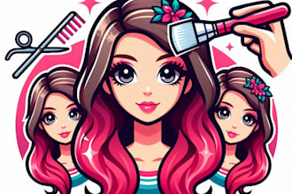 do make new girls hair style mascot logo design service