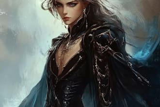 design a fantasy character art and fantasy illustration