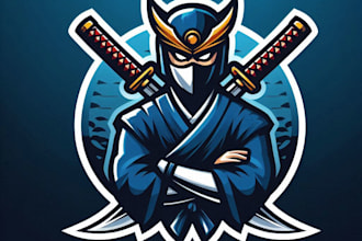 do creative hanya katana mascot logo design for business page