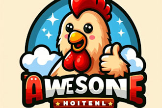 do awesome chicken hotel ber mascot logo design service