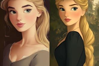 make  a cute, colourful stylized disney style portraits