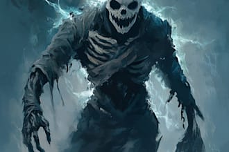 draw a fantasy horror character and concept art