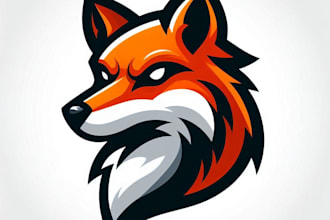 do modern style fox head mascot logo design service for company name