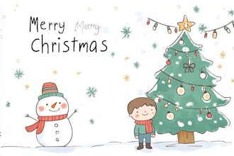 draw amazing christmas,greeting or holiday card