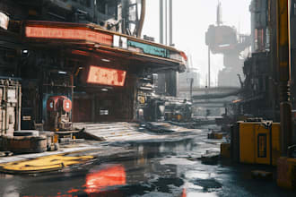 design a sci fi and cyberpunk futuristic city art