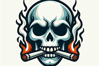 do skull smoke cannabis mascot logo design service for business page