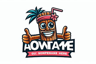 do make awesome  tiki ber mascot logo design service for company name