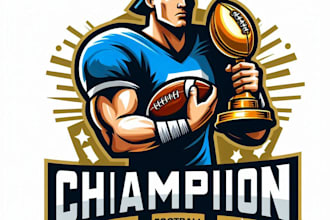 do champion football player mascot logo design service for business page