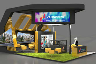 design custom trade show booth,stall podium,exhibition stand retail store render