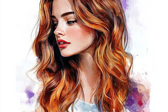 create watercolor vector cartoon abstract portrait art
