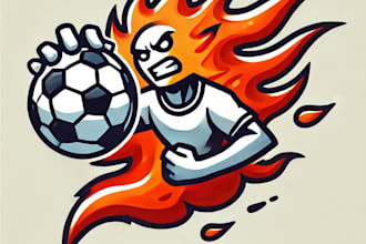 do make new style awesome soccer fire ball icon mascot logo design service
