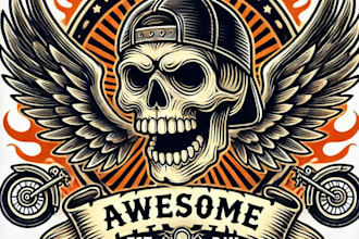 do awesome marijuana vintage skull tattoo mascot logo design service for 1 day