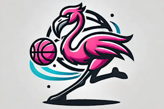 do modern style awesome flamingo e sport mascot logo design service for 1 day