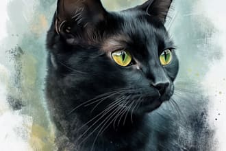 draw your cat, dog, or any pet into cartoon vector portrait