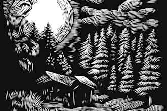 do artistic linocut illustration in my own style