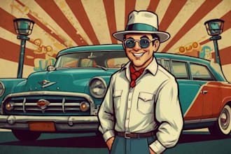 create retro vintage mascot cartoon illustration