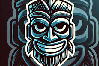 do modern style tiki mask mascot logo design service