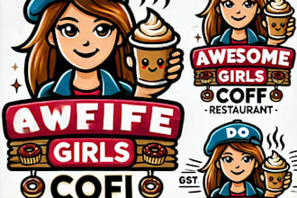 do awesome girls cofi shop restaurant mascot logo design service