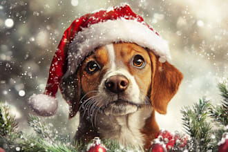 desing a unique christmas pet portrait