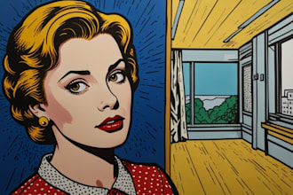 draw a retro pop art roy lichtenstein style