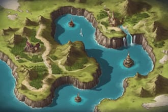 create a high quality fantasy map for dnd, stories