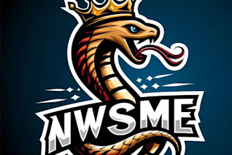 do awesome for new model style crown snake mascot logo design service