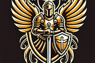 do awesome guardian warrior angel mascot logo design service for company name