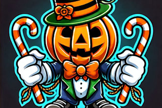 do unique happy halloween pamking mascot logo with unlimited revision