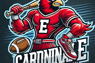 do awesome cardinal e sport mascot logo with express delivery