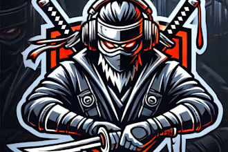 do modern style ronin gaming e sport mascot logo with 1 day delivery