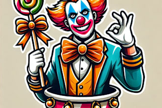 do modern style for halloween tal outdoor candy clown mascot logo design service