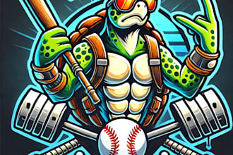 do awesome style sea turtle mascot e sport logo in very short time