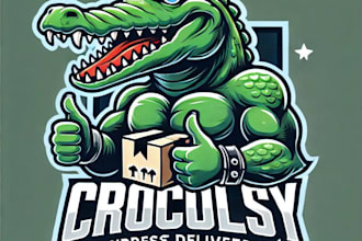 do awesome crocodile mascot logo with express deliver