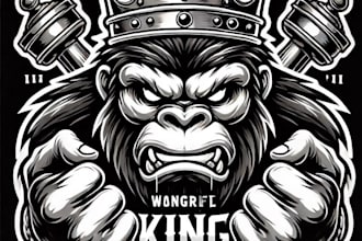 do wonderful angry king gorila head mascot logo design with free vector file