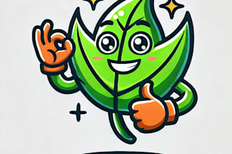 do awesome funki leaf mascot logo design for your choices