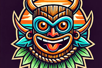 do awesome unique style tiki cannabis artwork hireillo mascot logo design
