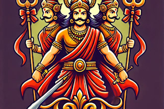 do modern style happy dussehra festival mascot logo design only 15 hours