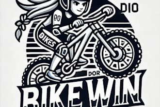 do modern style for bike race win for girls mascot logo design