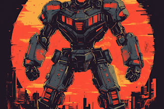 draw gundam mecha robot transformer illustration
