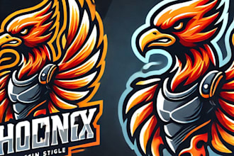 do awesome style phoenix racing e sport mascot logo design with 1 day delivery
